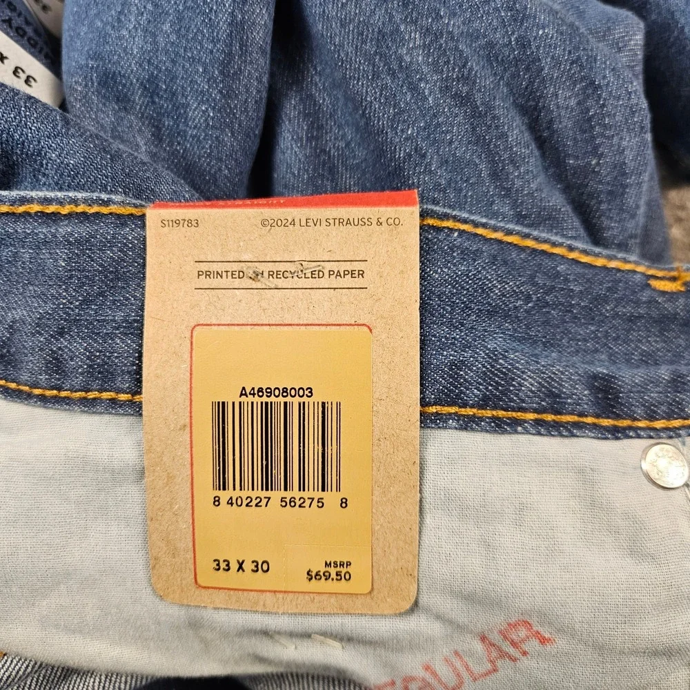 Levis Middy Straight Jeans Blue Mid Rise Denim Pants 33x30 A4690-8003 NWT